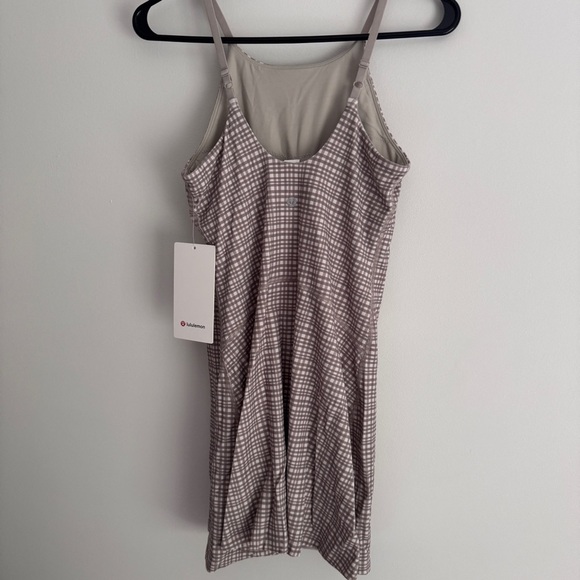 🆕🤎 Lululemon Align High Neck Dress - Glow Grid Light Ivory Multi - Picture 8 of 10